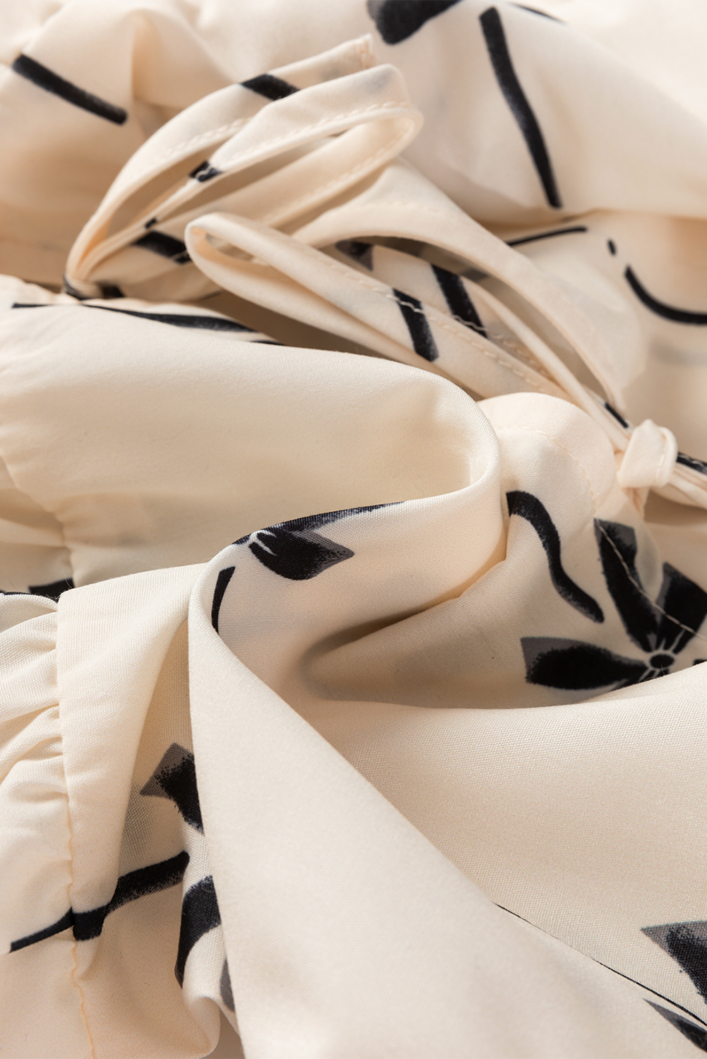 White Bow Printed Tie Closure Ruffled Vest - loveforevers
