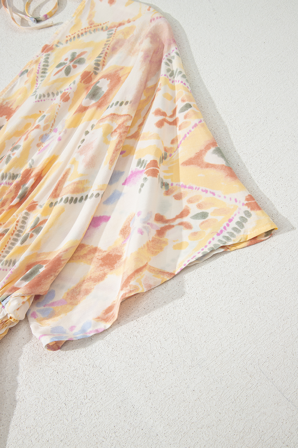 Multicolour Geometric Print Half Sleeve Shirred High Waist Maxi Dress - loveforevers