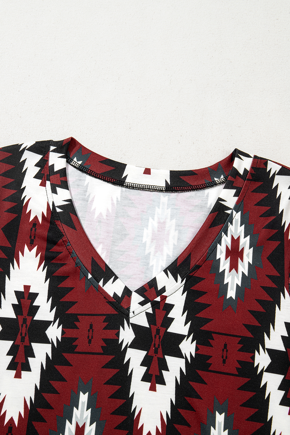 Red Western Aztec Printed Long T-shirt Dress - loveforevers