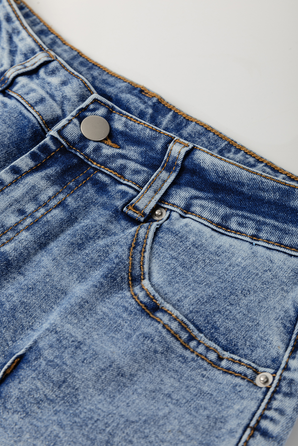 Myosotis Center Seam Cuffed Hem Straight High Waist Jeans - loveforevers