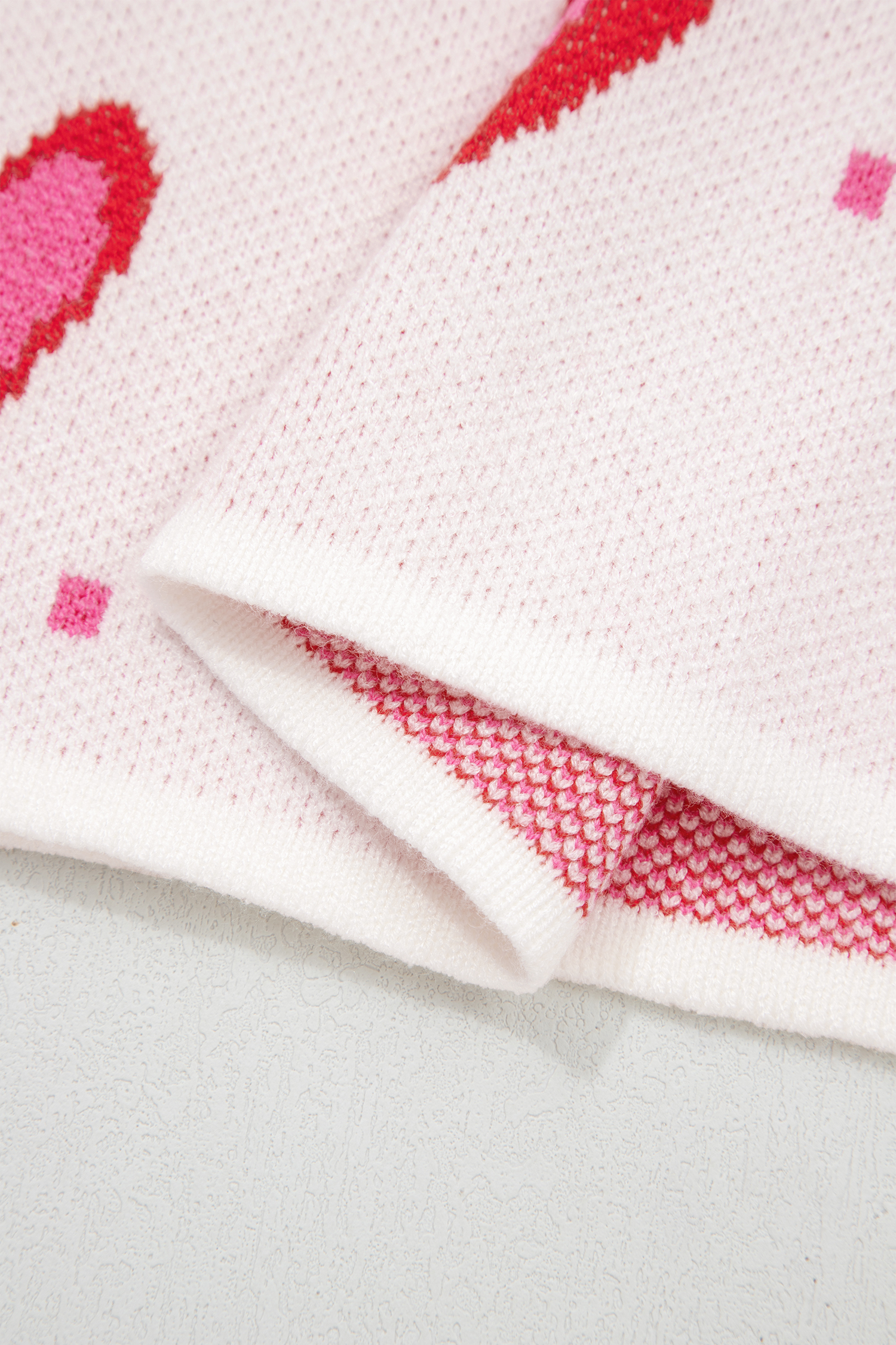 White Splendid Heart Print Valentines Day Sweater - loveforevers