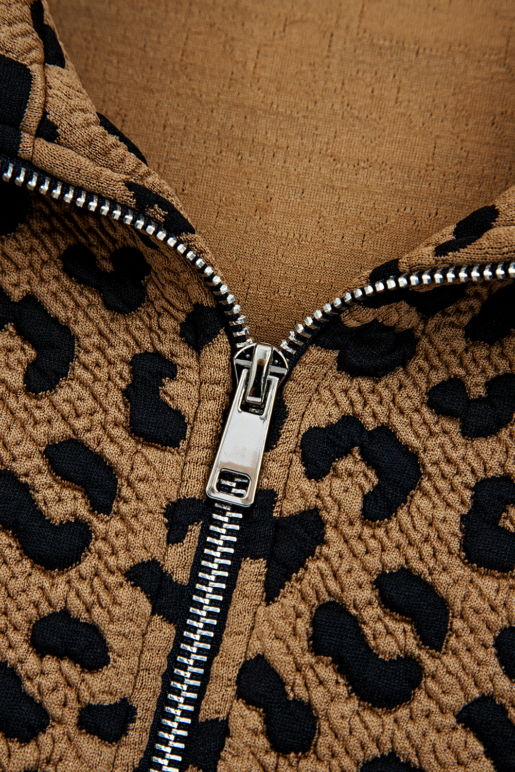 Brown Leopard Print Quarter Zip Sweatshirt - loveforevers